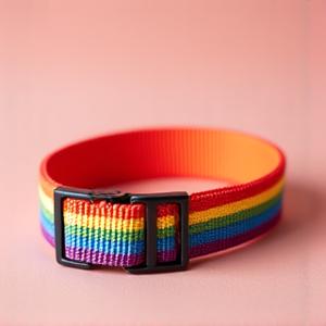 Rainbow striped dog collar